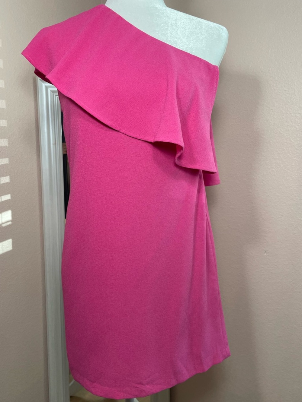 Charles Henry Pink One Shoulder Ruffle Dress Mini Cocktail Party XSP - Picture 1 of 7